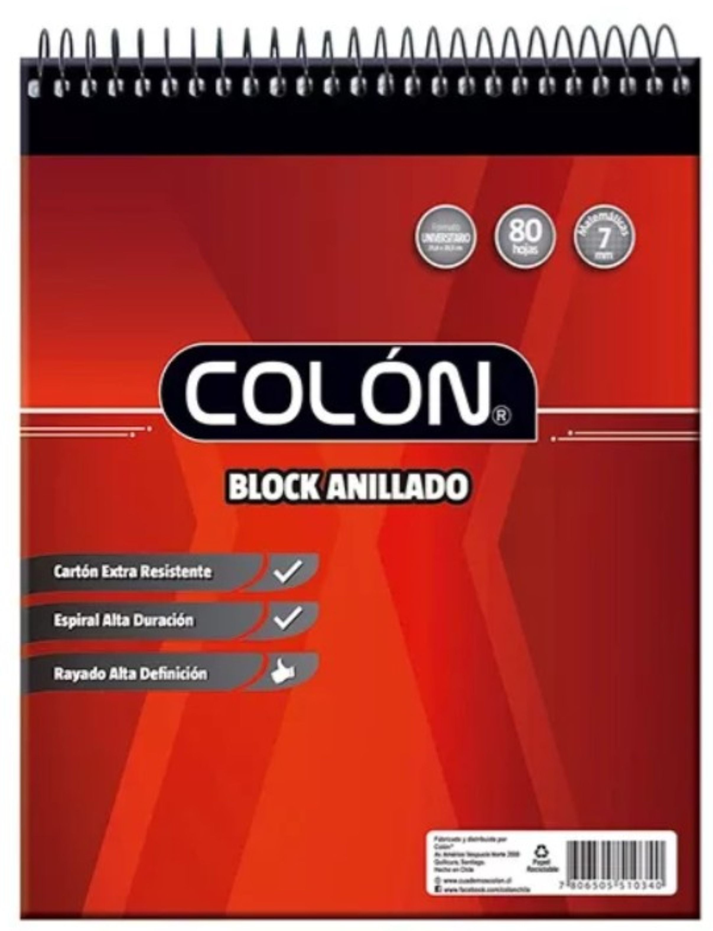 Block Anillado Universitario con Espiral 7 Mm 80 Hojas