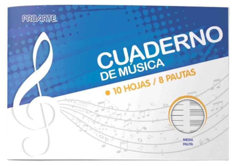 Cuaderno de Musica 10 Hojas con 8 Pautas