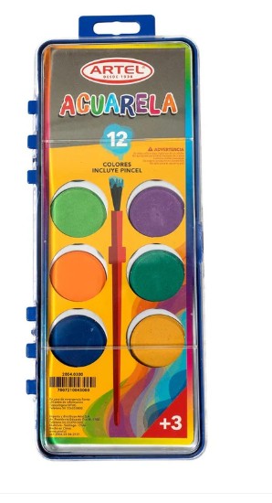 Estuche Acuarela 12 Colres Incluye Pincel
