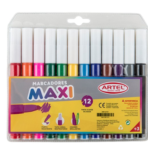 Marcador Jumbo 12 Colores MAXI Artel