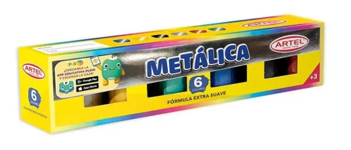 Caja de Tempera Metalica de 6 Colores