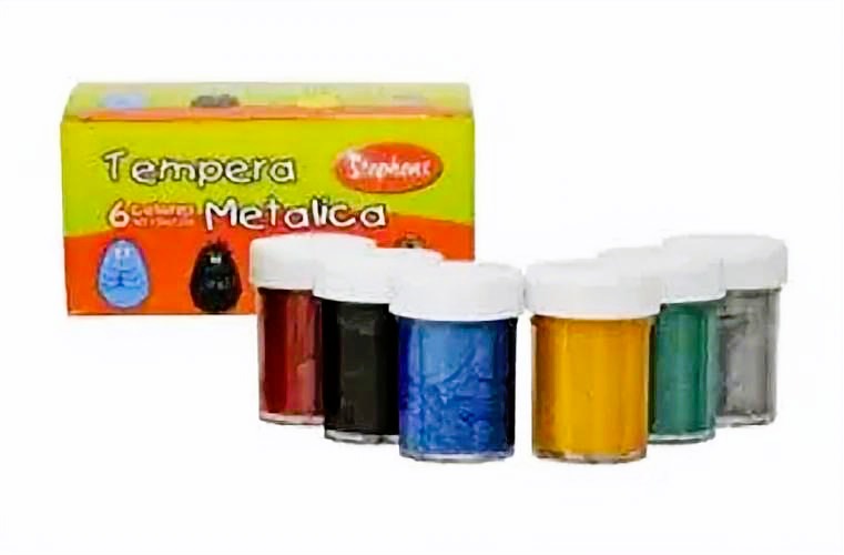 Caja de Tempera 6 Colores Metalica